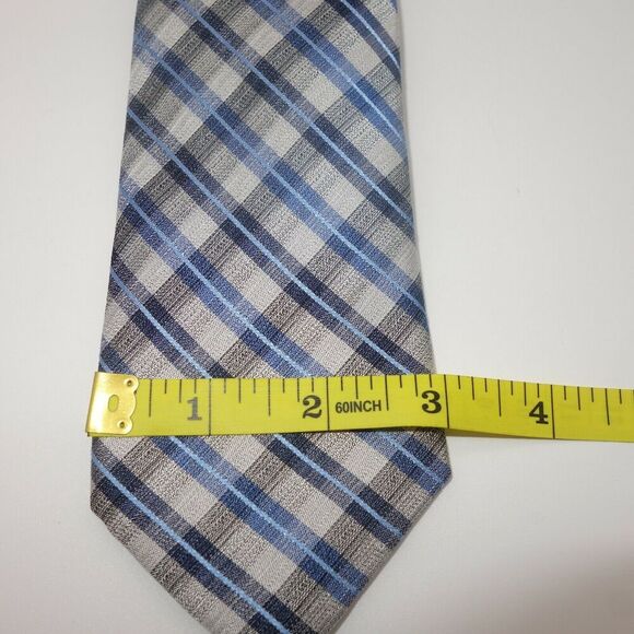 New Kenneth Cole Awearness Silk Men's Tie Gray Black Blue Silver Stripe - Picture 4 of 7